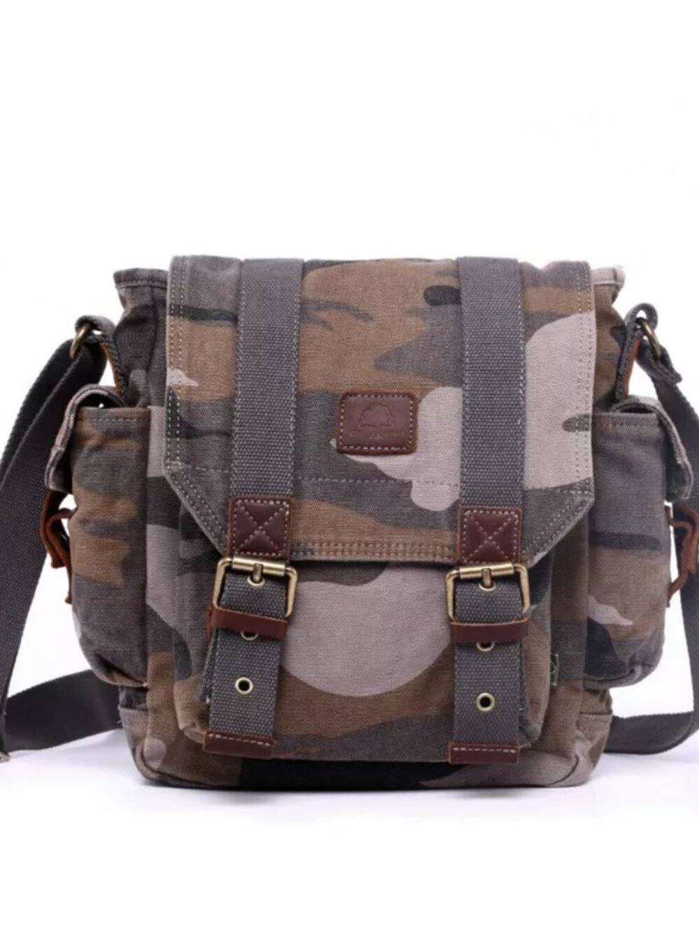 TSD Brand Leaf Hill Cotton Canvas Crossbody Handbag